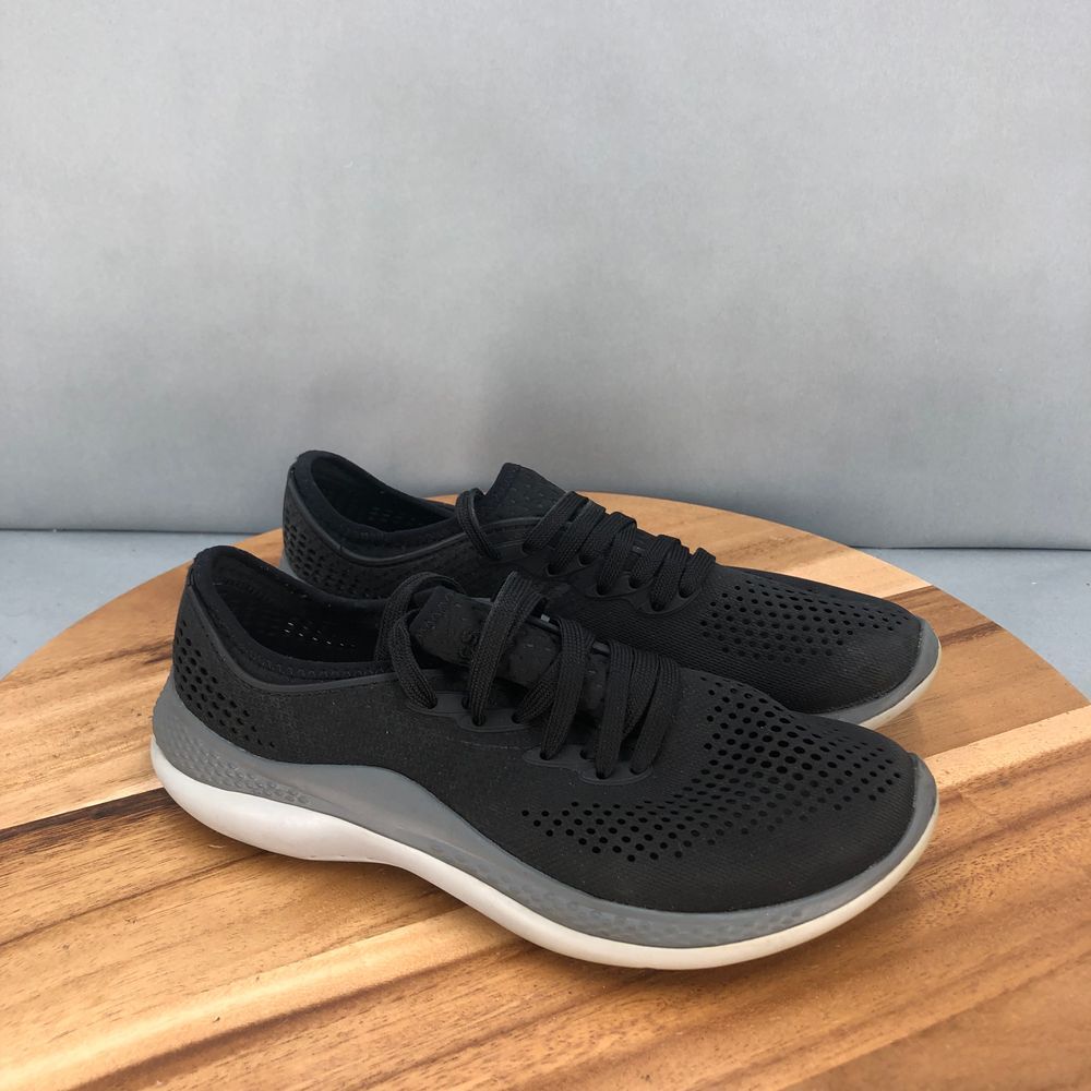 CROCS Black and Gray Athletic Shoes with Breathable Mesh